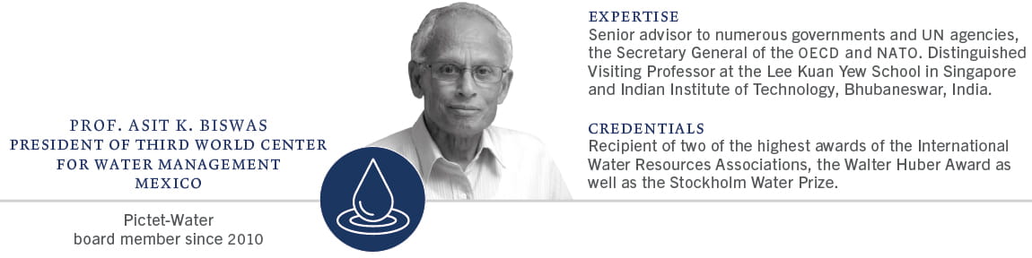 key details on Professor Asit Biswas, water expert